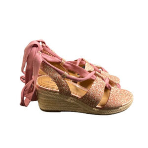 Patricia Nash NEW Strappy Slingback Wedge Sandals Riva Blush Bouquet Leather 7.5